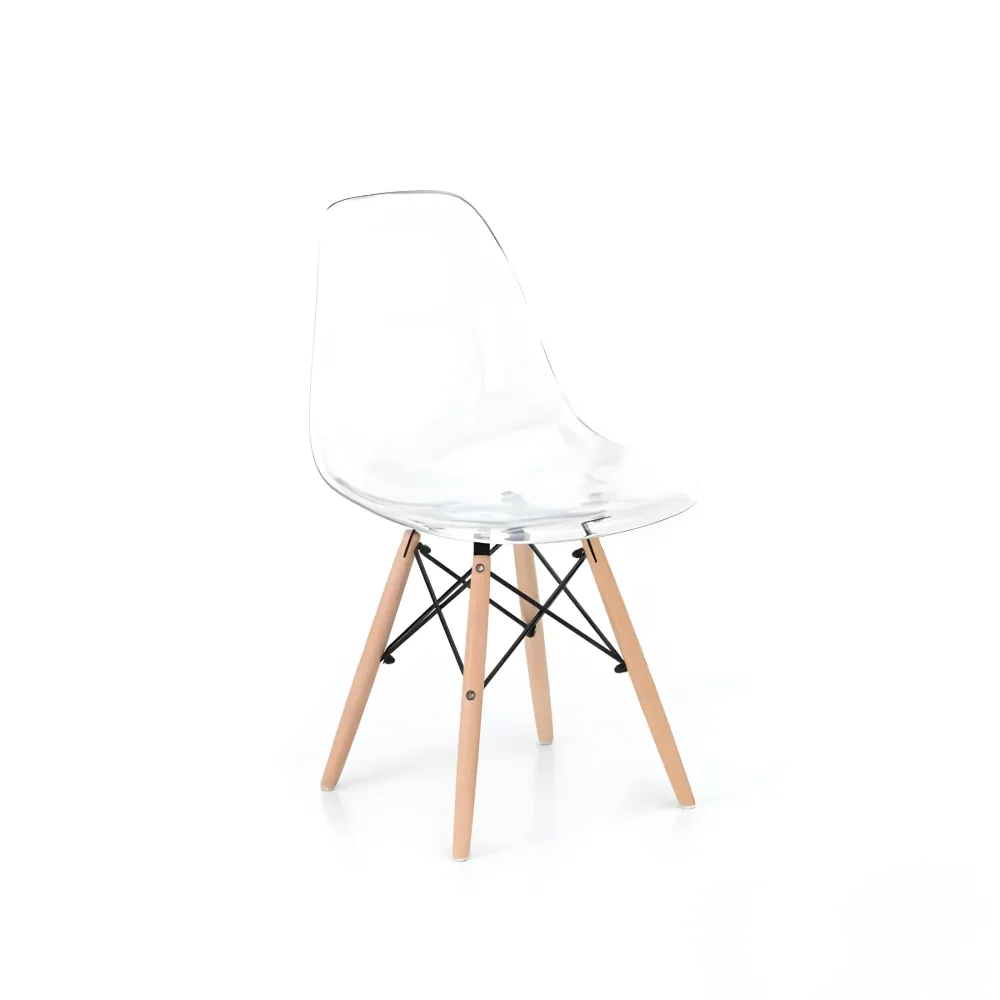 Set di sedie moderne trasparenti "Elysia" policarbonato con gambe legno