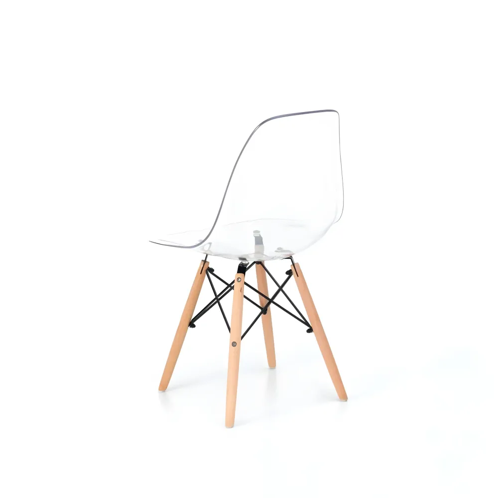 Set di sedie moderne trasparenti "Elysia" policarbonato con gambe legno