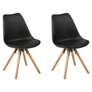 Set di 2 sedie plastica nera e legno trasparente DAKOTA