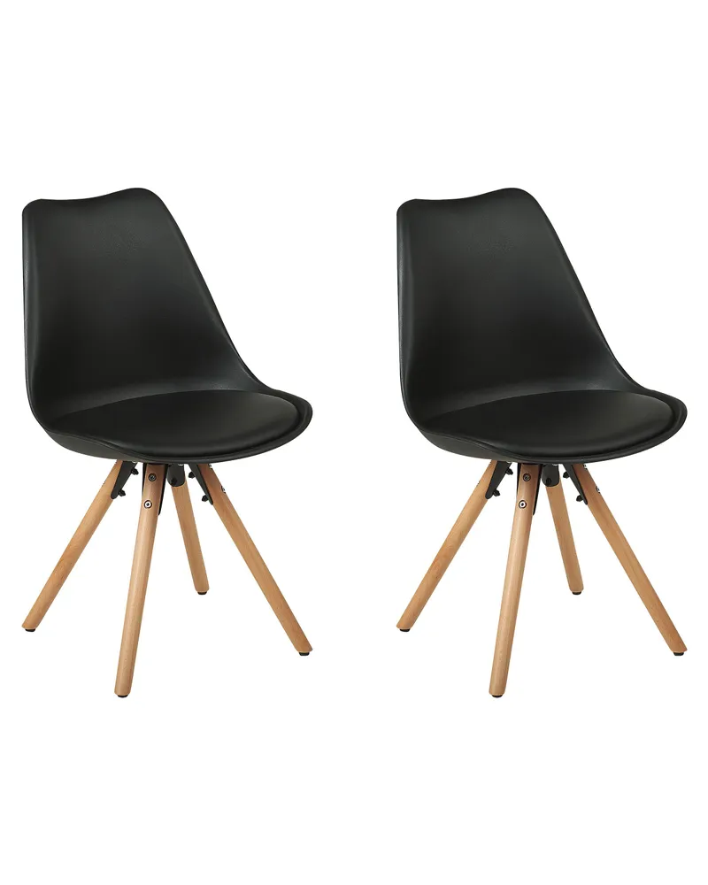Set di 2 sedie plastica nera e legno trasparente DAKOTA