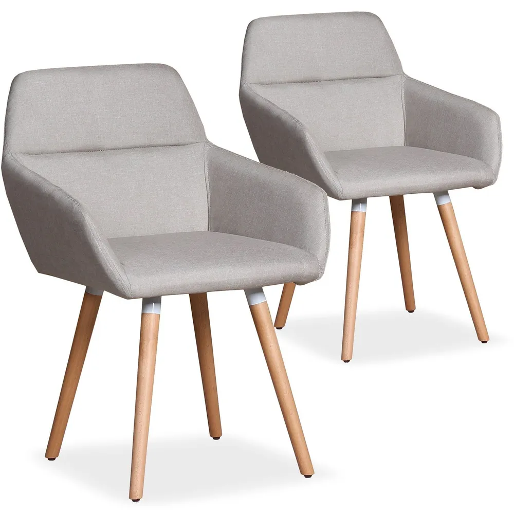 Set di 2 sedie / poltrone scandinave Frida intessuto nocciola