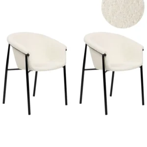 Set di 2 sedie da pranzo bouclé bianco imbrattato AMES