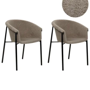 Set di 2 sedie da pranzo bouclé tortora AMES