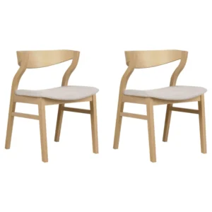 Set di 2 sedie da pranzo legno chiaro e sabbia MAROA