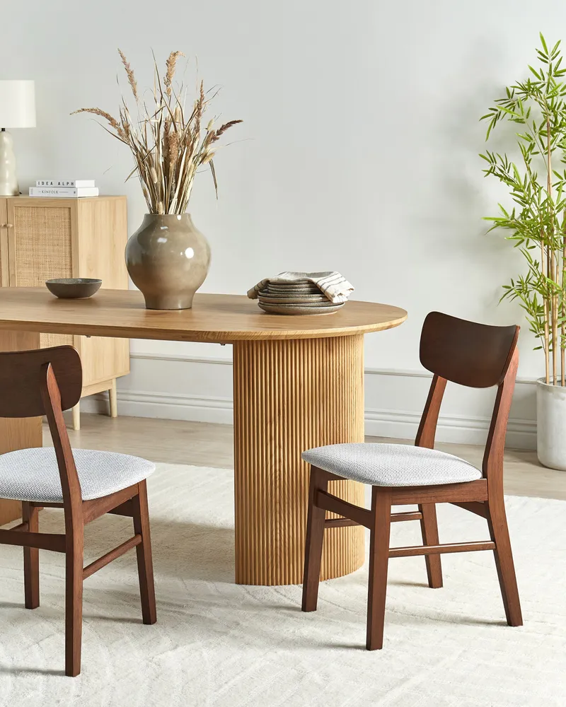 Set di 2 sedie da pranzo legno cupo e grigio ANOKA