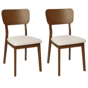 Set di 2 sedie da pranzo legno fosco e beige chiaro MINIER