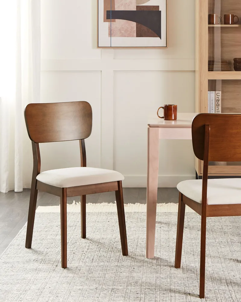 Set di 2 sedie da pranzo legno fosco e beige chiaro MINIER