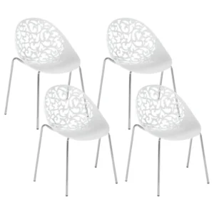 Set di 4 sedie da pranzo metallo e plastica bianca MUMFORD