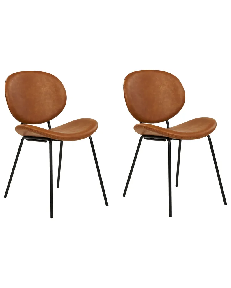Set di 2 sedie da pranzo pelle sintetica marrone LUANA