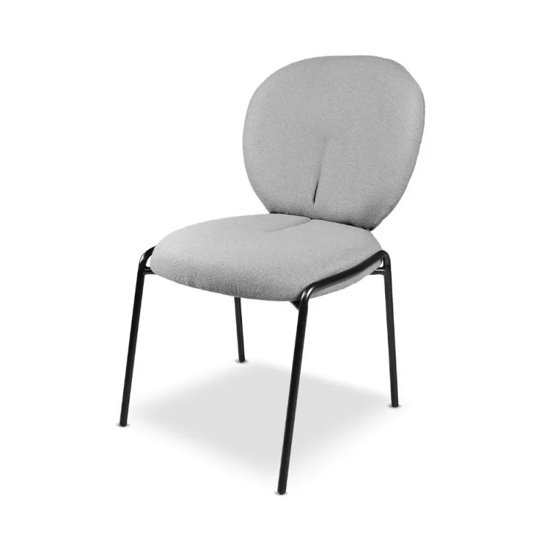 Set di sedie da pranzo "Sirio" imbottite tessuto Teddy con gambe metallo nere cm 53x39 94h
