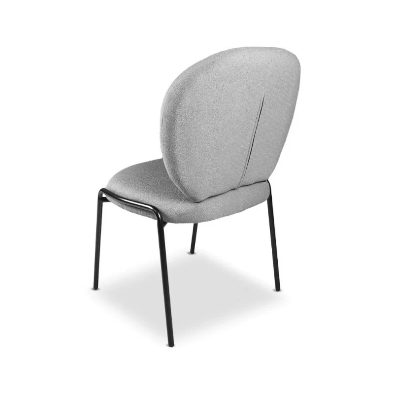 Set di sedie da pranzo "Sirio" imbottite tessuto Teddy con gambe metallo nere cm 53x39 94h