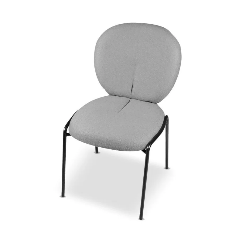 Set di sedie da pranzo "Sirio" imbottite tessuto Teddy con gambe metallo nere cm 53x39 94h