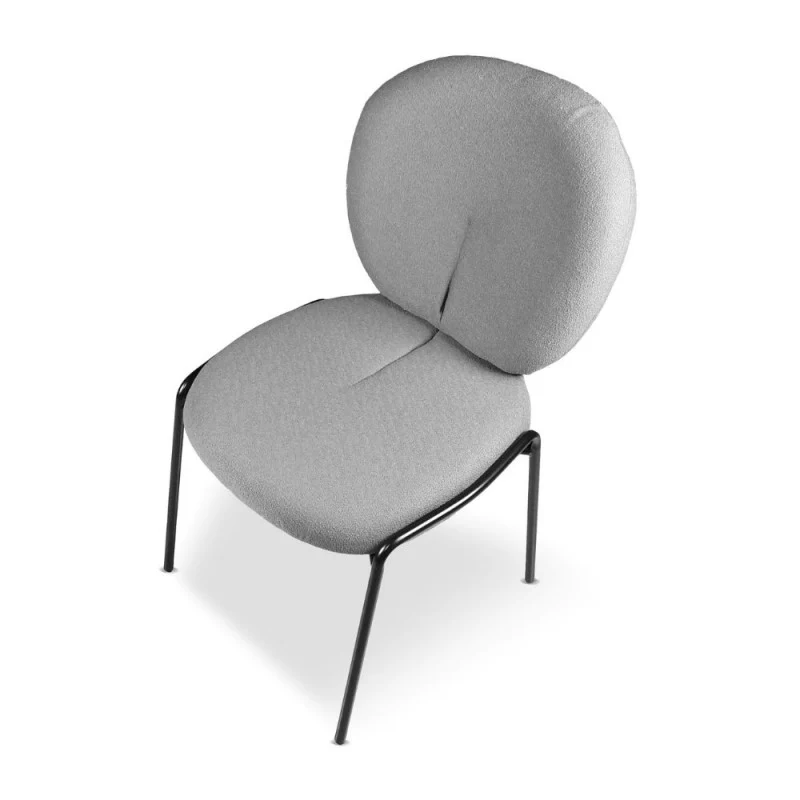 Set di sedie da pranzo "Sirio" imbottite tessuto Teddy con gambe metallo nere cm 53x39 94h