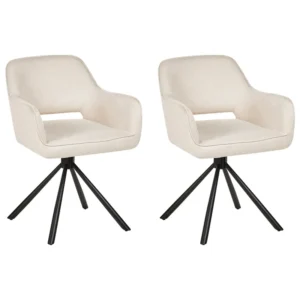 Set di 2 sedie da pranzo tessuto camoscio chiaro LOURES