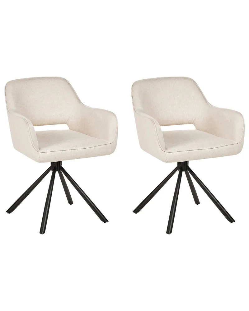 Set di 2 sedie da pranzo tessuto camoscio chiaro LOURES