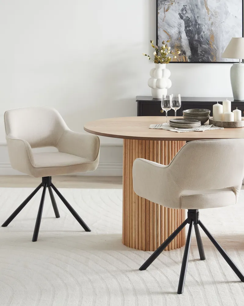 Set di 2 sedie da pranzo tessuto camoscio chiaro LOURES