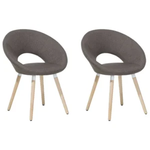 Set di 2 sedie da pranzo tessuto marrone ROSLYN