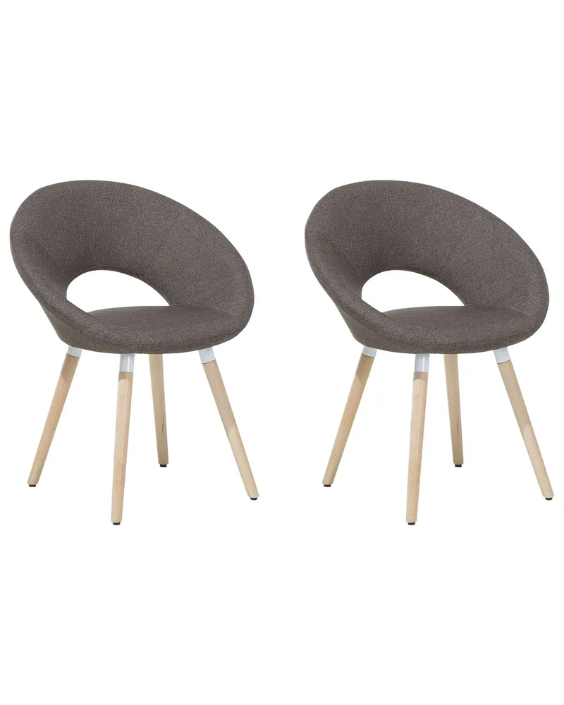 Set di 2 sedie da pranzo tessuto marrone ROSLYN