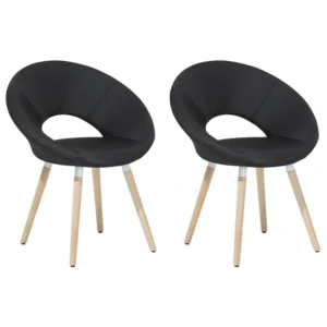 Set di 2 sedie da pranzo tessuto nero ROSLYN