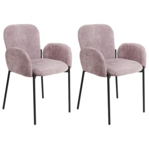 Set di 2 sedie da pranzo tessuto rosa ALBEE