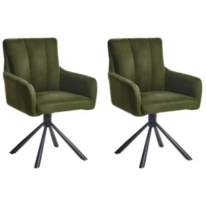 Set di 2 sedie da pranzo tessuto verde cupo SARDOAL