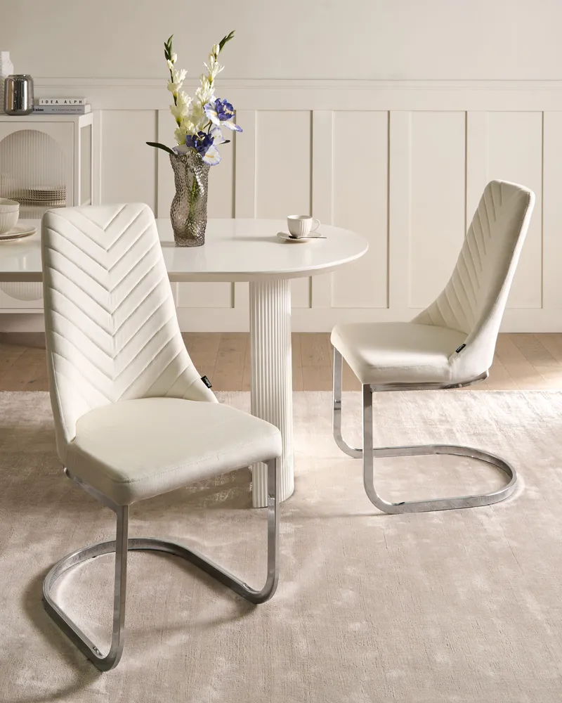 Set di 2 sedie da pranzo velluto bianco unto ALTOONA