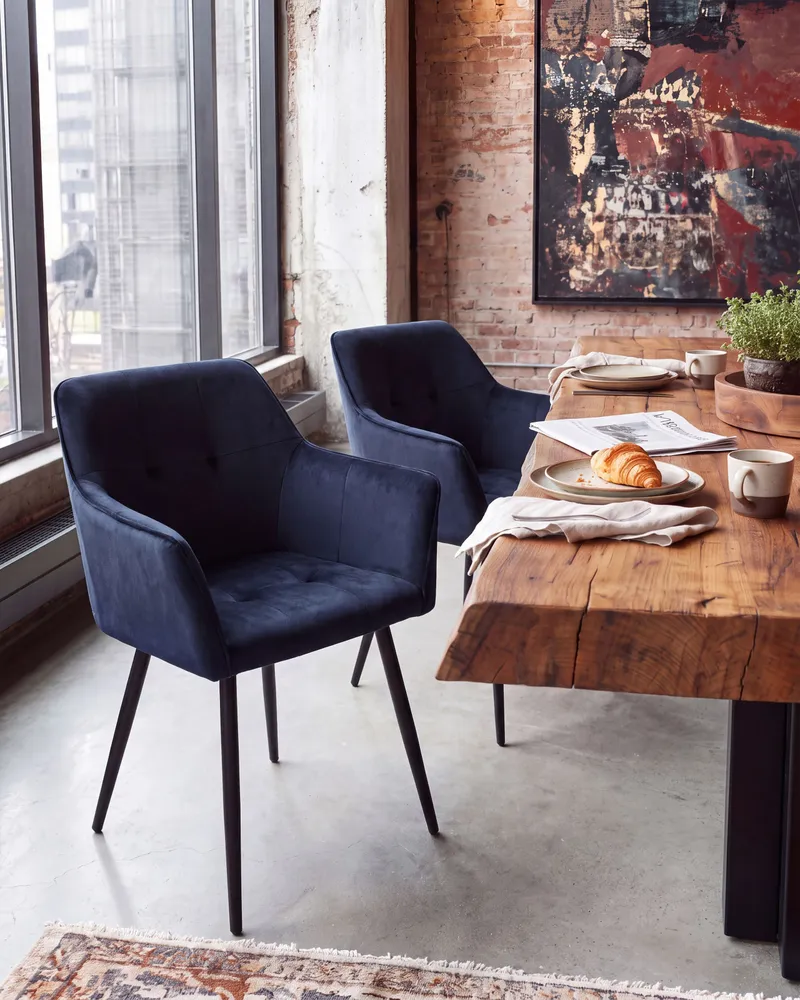 Set di 2 sedie da pranzo velluto blu fosco JASMIN