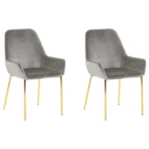 Set di 2 sedie da pranzo velluto grigio LOVERNA