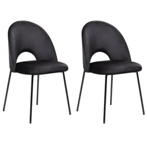 Set 2 sedie da pranzo velluto nero COVELO