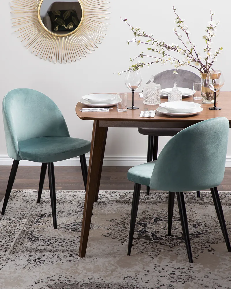 Set di 2 sedie da pranzo velluto verde menta VISALIA
