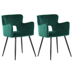 Set di 2 sedie da pranzo velluto verde smeraldo e nero SANILAC