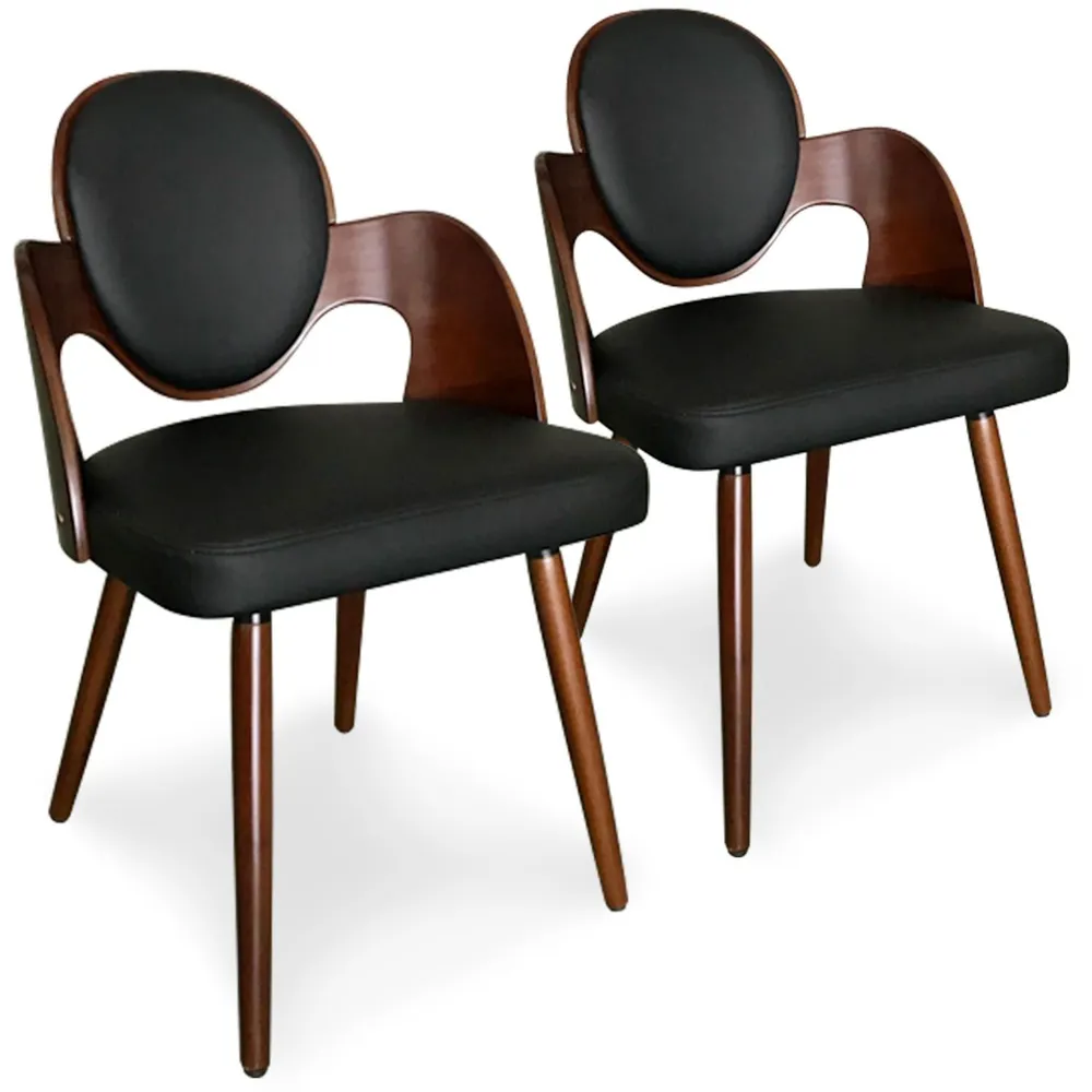 Set di 2 sedie scandinave Galway legno nocciola e Tessuto Nero
