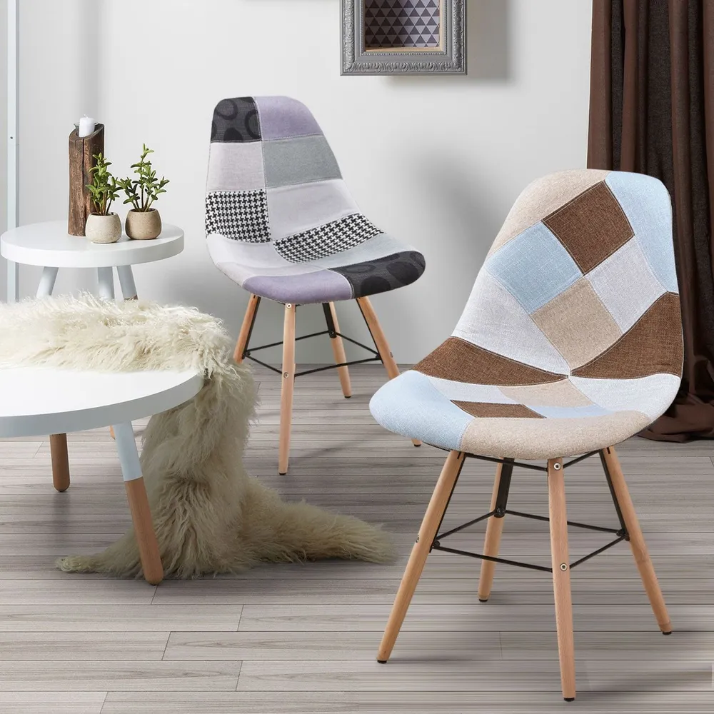 Set di 2 sedie scandinave Lisa Patchwork colore panna