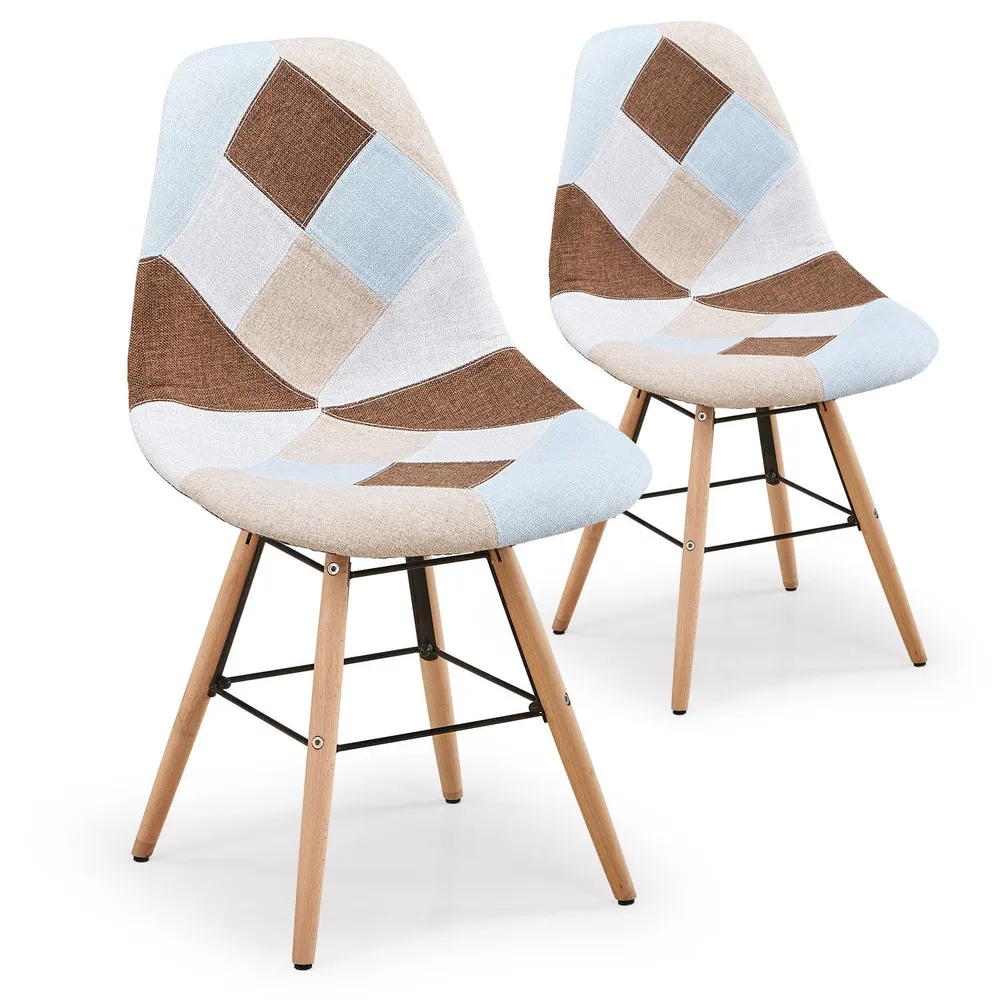 Set di 2 sedie scandinave Lisa Patchwork colore panna