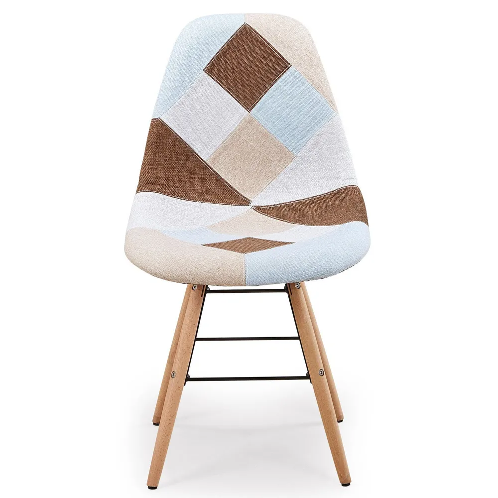 Set di 2 sedie scandinave Lisa Patchwork colore panna