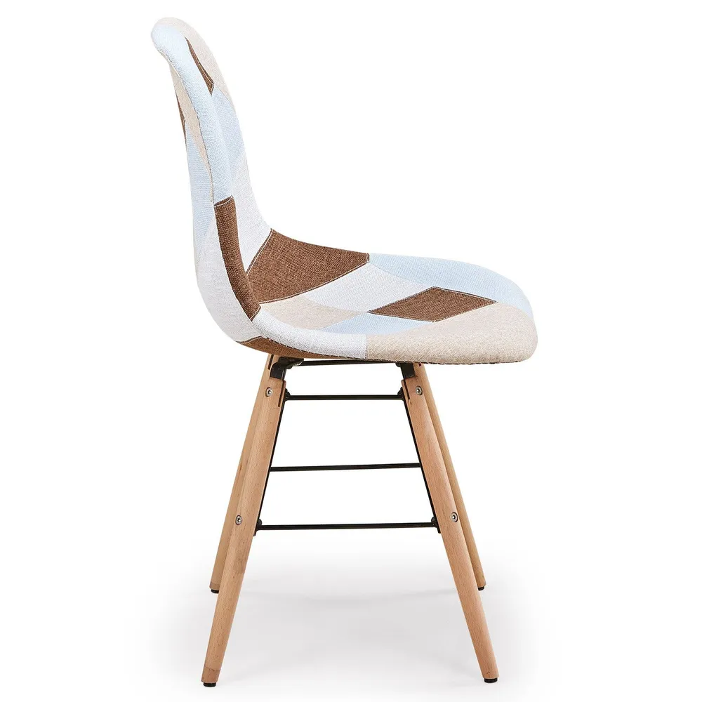 Set di 2 sedie scandinave Lisa Patchwork colore panna