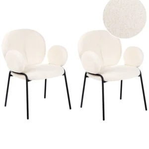 Set di 2 sedie tessuto bouclé bianco ELY