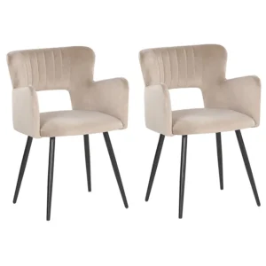 Set 2 Vellutato Dining Chairs Taupe SANILAC
