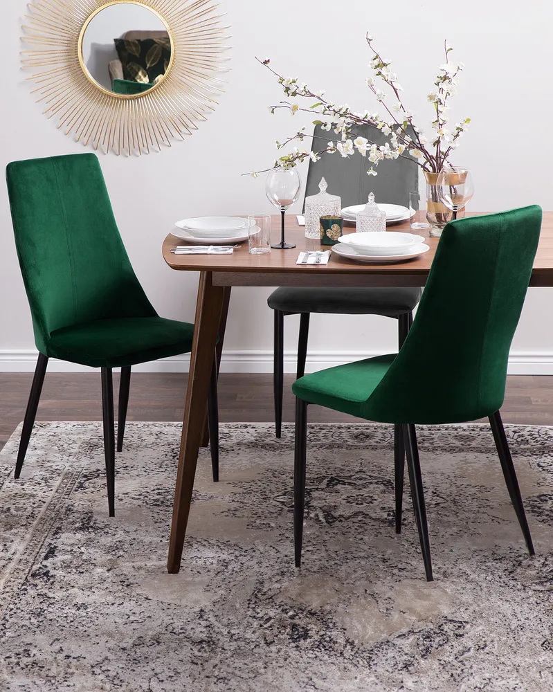 Set 2 Velluto Dining Chairs Green CLAYTON