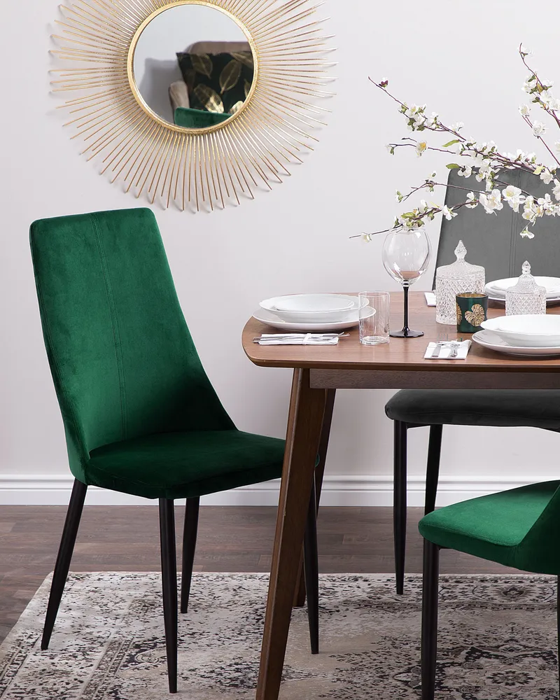 Set 2 Velluto Dining Chairs Green CLAYTON