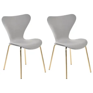Set 2 Velluto Dining Chairs Light Grey and Gold BOONVILLE