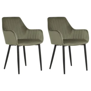 Set 2 Velluto Dining Chairs Olive Green WELLSTON