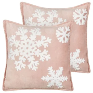 Set 2 Velvet Cushions Christmas Motif 45 x 45 cm Pink MURRAYA