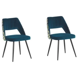 Set 2 Velvet Dining Chairs Blue ANSLEY