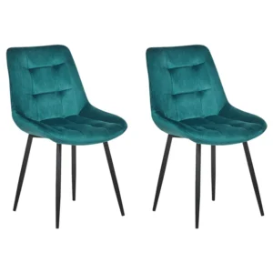 Set 2 Velvet Dining Chairs Blue MELROSE