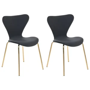 Set 2 Velvet Dining Chairs Nero puro and Gold BOONVILLE