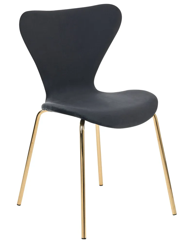 Set 2 Velvet Dining Chairs Nero puro and Gold BOONVILLE