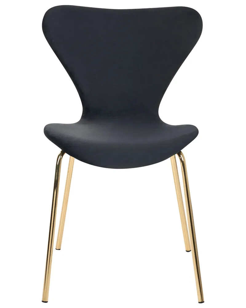 Set 2 Velvet Dining Chairs Nero puro and Gold BOONVILLE