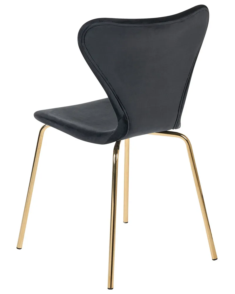 Set 2 Velvet Dining Chairs Nero puro and Gold BOONVILLE