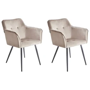 Set 2 Velvet Dining Chairs Taupe Crema JASMIN